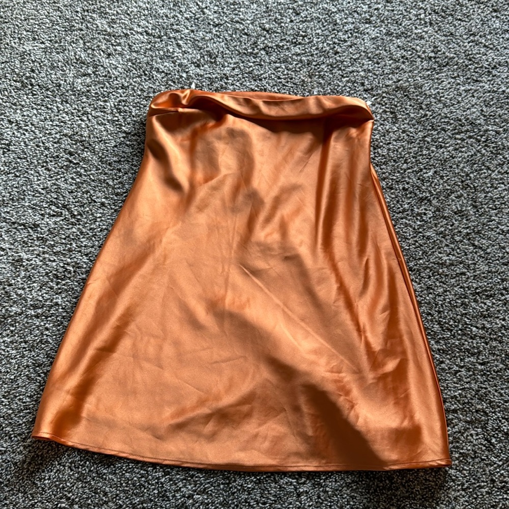 Orange satin mini dresss